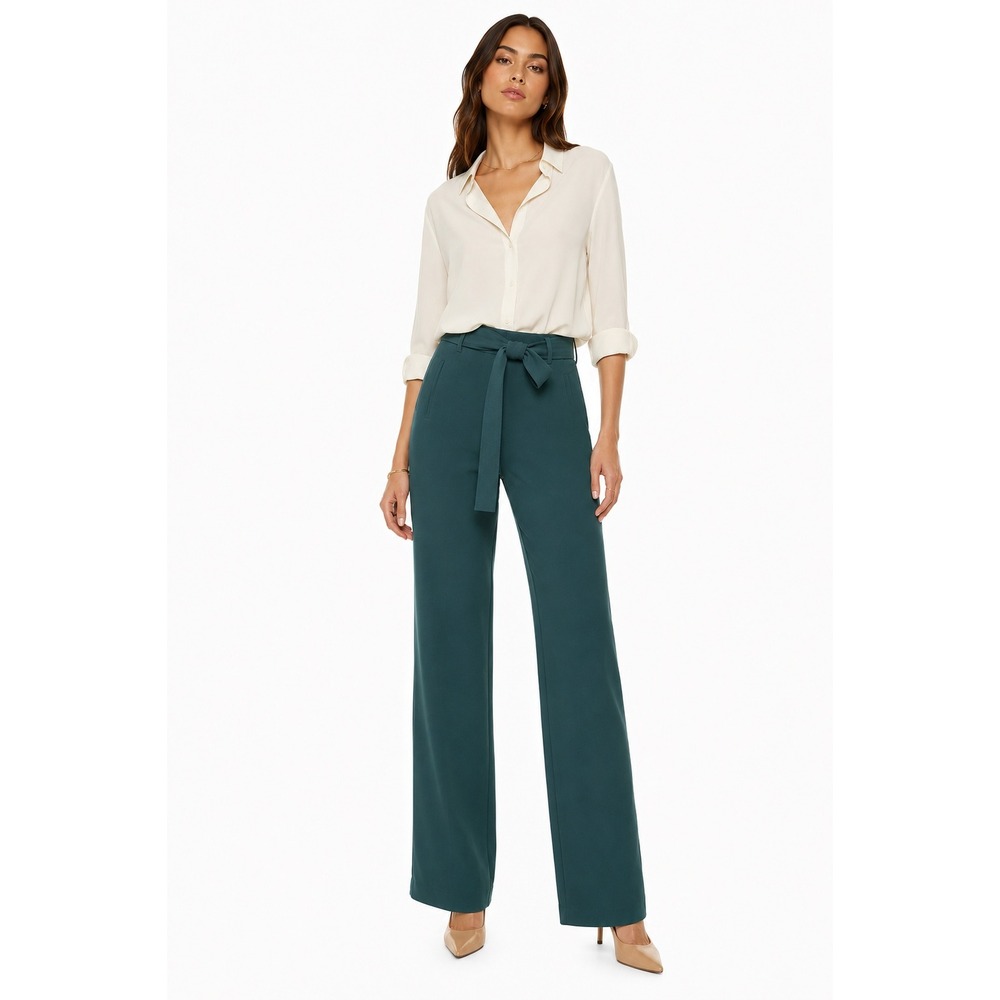 Wilfred Aritzia Womens Dark Emerald Green Tie Waist Wide Leg Trousers Pants 2